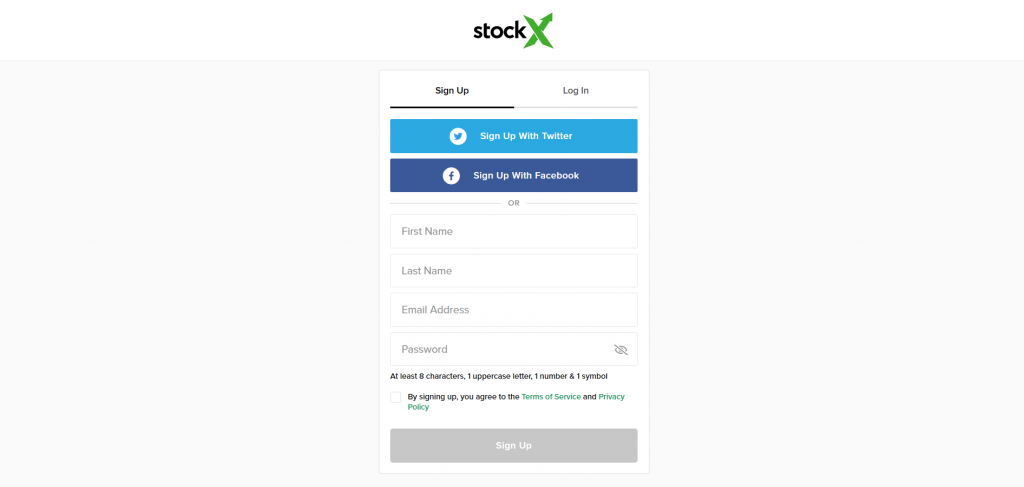 StockX Shopping Tutorial 5: Sign Up or Log in to your StockX Account