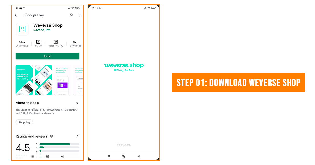 Step 01: Download Weverse Shop App on Your Mobile Phone