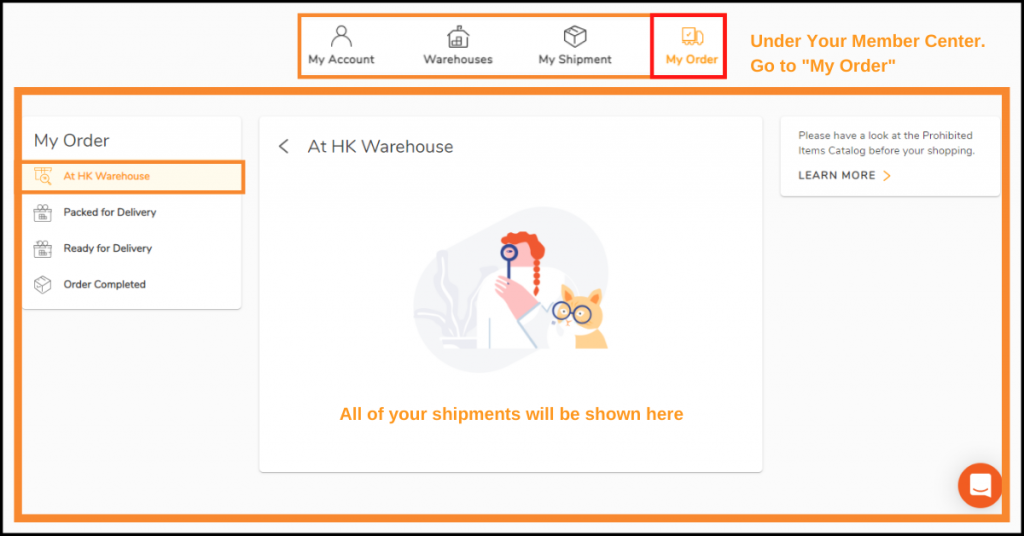 Polène Paris Shopping Tutorial 10: Wait For Your Parcel To Be in Parcel Management “Arrived At HK Warehouse”