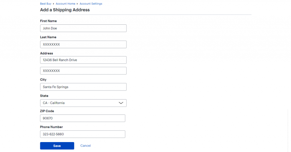 Step 03: Add Buyandship's LA Warehouse Address