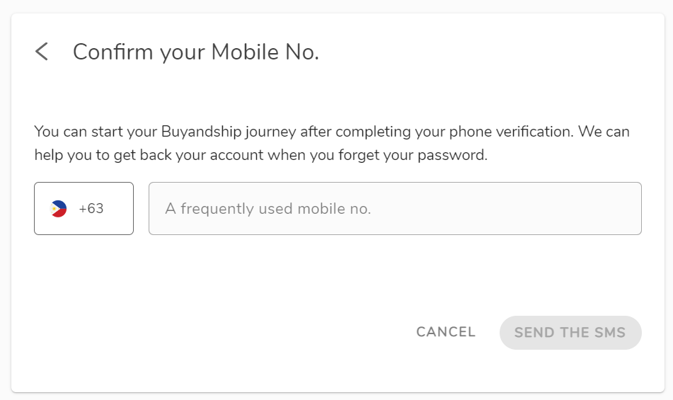 Sign Up Tutorial 5: Mobile Verify Your Buy&Ship Account