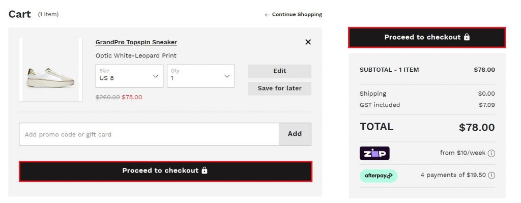 Cole Haan AU Shopping Tutorial 5: Proceed to Checkout