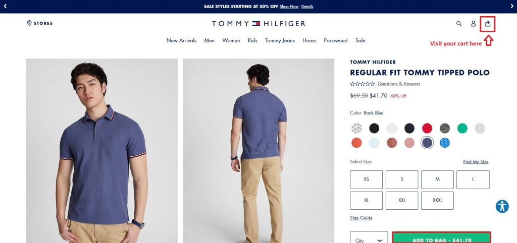 Tommy Hilfiger Shopping Tutorial 4: Add Items to Cart
