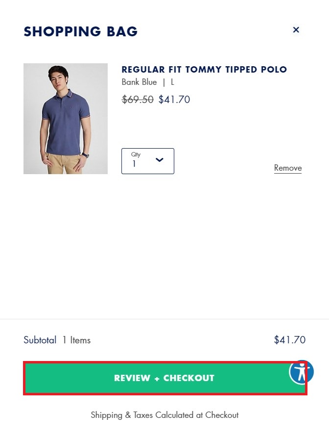 Tommy Hilfiger Shopping Tutorial 5: Review Shipping Bag and Checkout