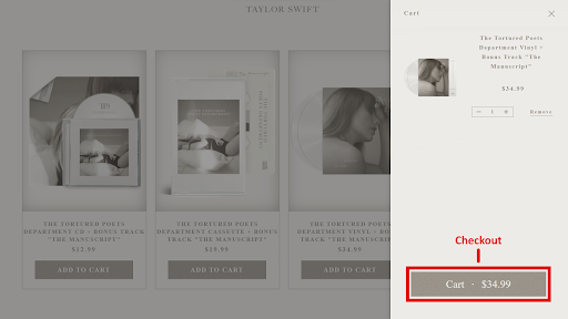 Taylor Swift Shopping Tutorial 4: Click Add to Cart and Checkout your Taylor Swift Merch