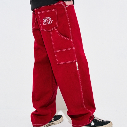 slow acid Stitch Denim Pants