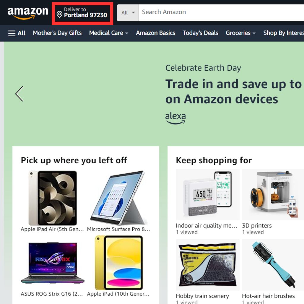 Amazon US Tutuorial : Browsing Website