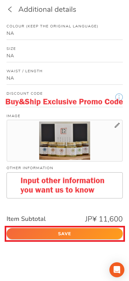 Tabechoku x Buyforyou Tutorial 5: Add additional details