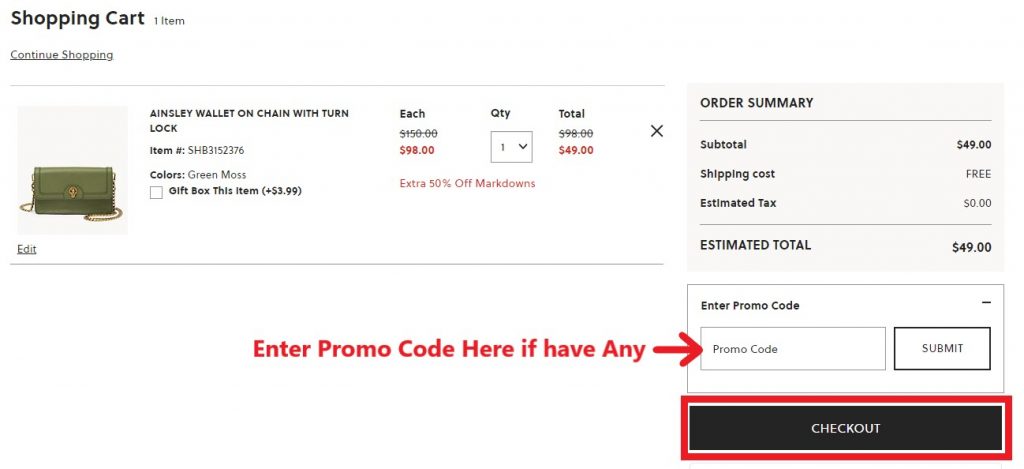 Fossil Canada Shopping Tutorial 5: checkout