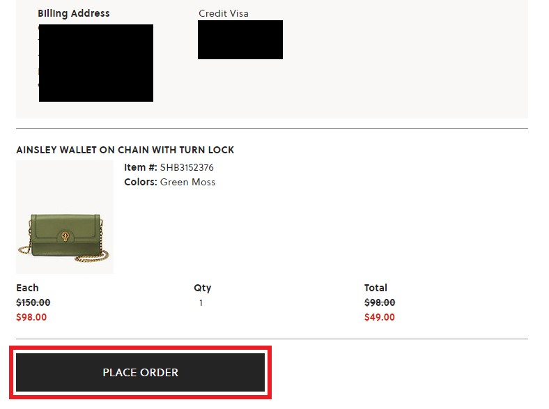 Fossil Canada Shopping Tutorial 9: place order